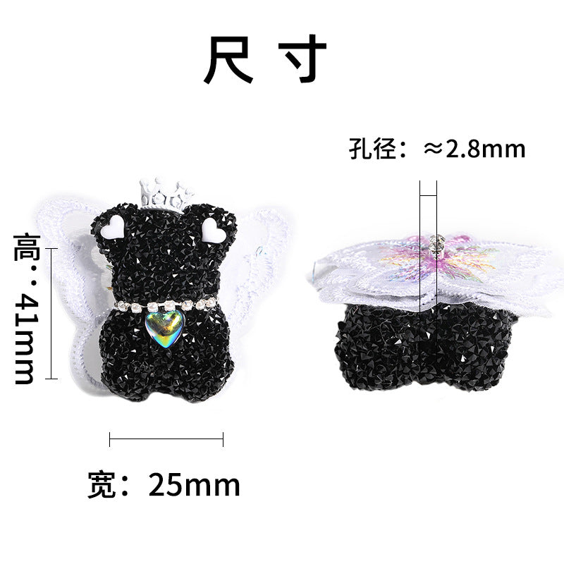 Wholesale 5pcs/pack beaded accessories wings bear sugar beads full diamond beads